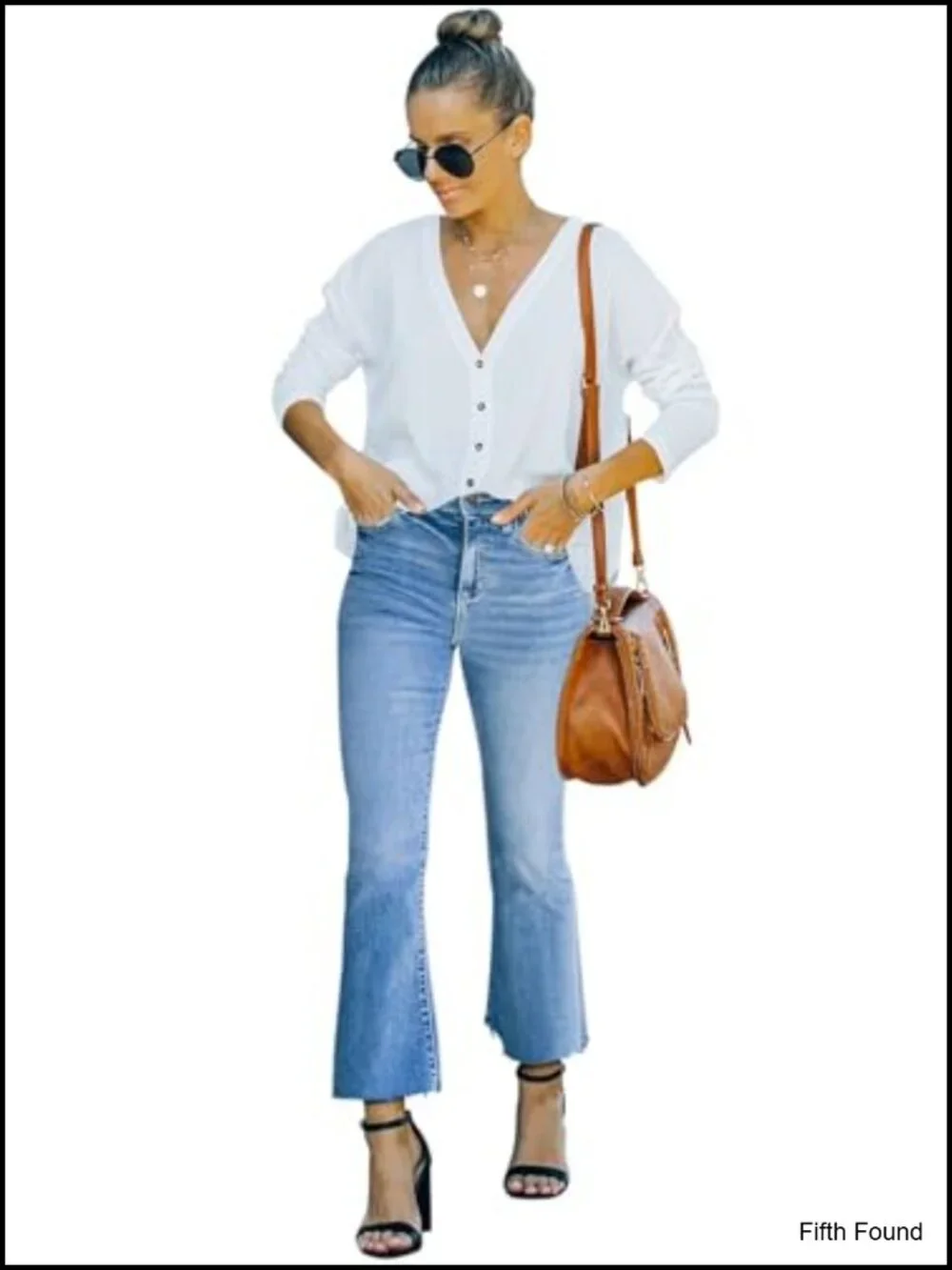Mid Rise Stretchy Cropped Flare Jeans with Raw Hem